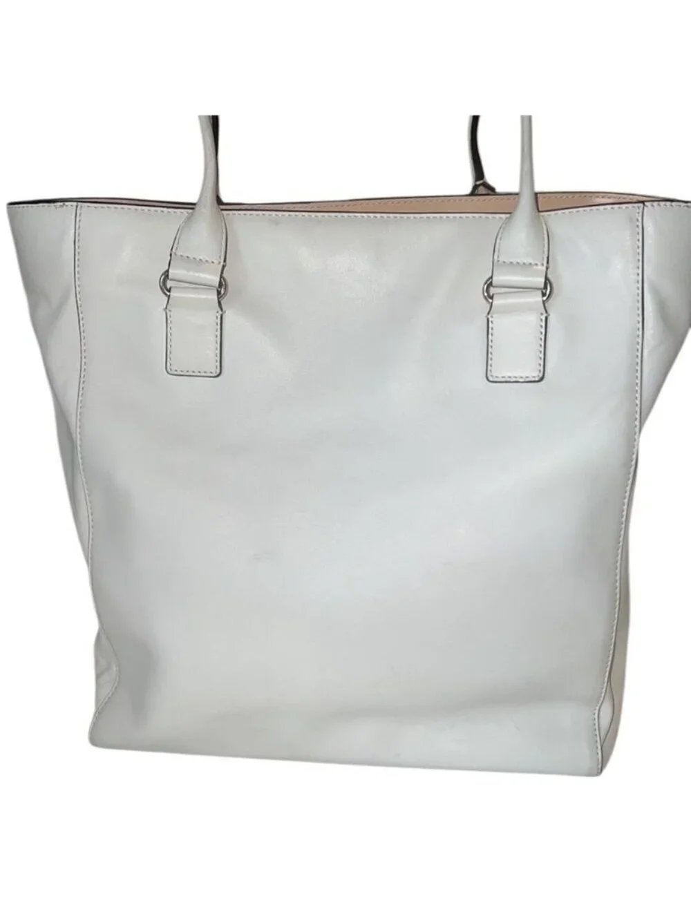 Kate Spade Ivory Leather Gold Hardware Large Tote Bag